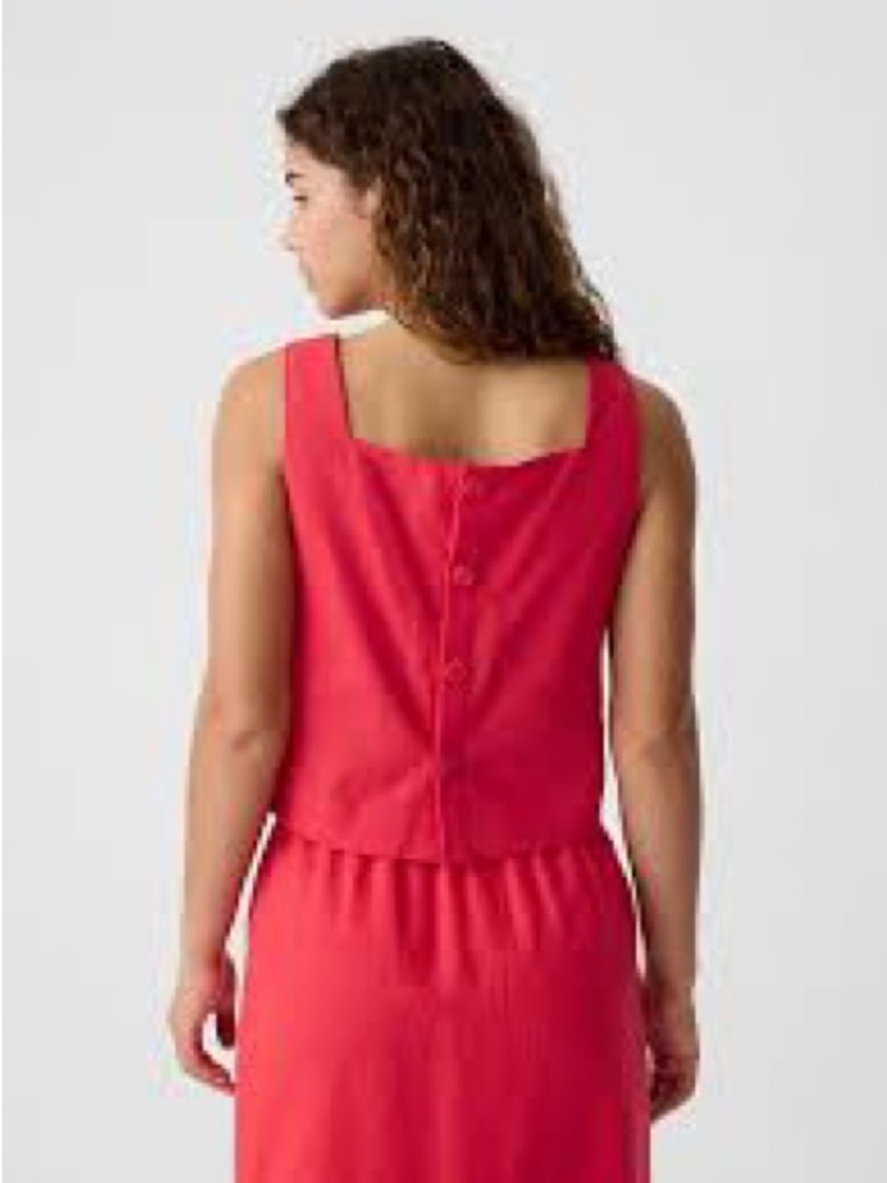 Gap Women’s Red Sleeveless Button-Back Maxi Set - Picture 2 of 5